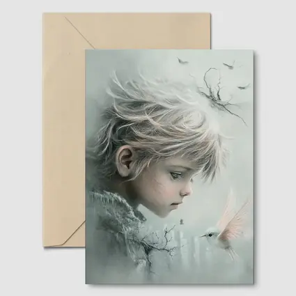 Dreamy Boy With White Bird Fantasy Art