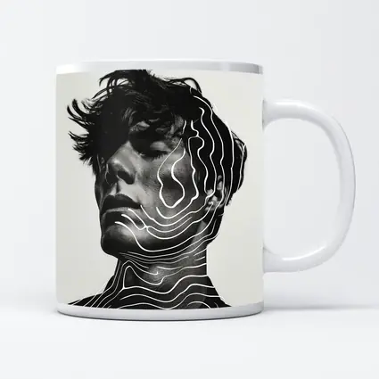 Black White Man Portrait Abstract Line Art