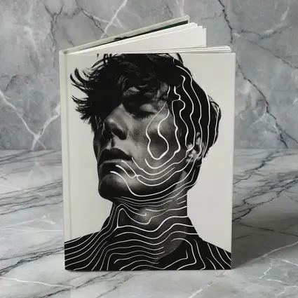 Black White Man Portrait Abstract Line Art