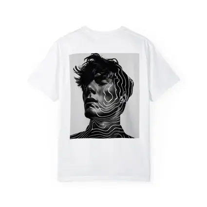 Black White Man Portrait Abstract Line Art