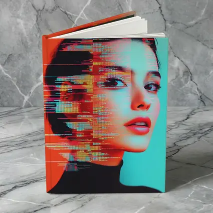 Woman Portrait Glitch Art Red Teal