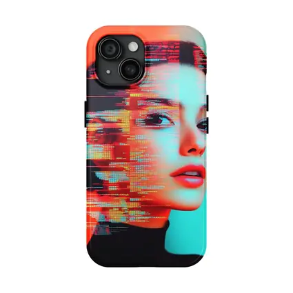 Woman Portrait Glitch Art Red Teal