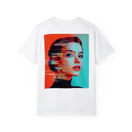 Woman Portrait Glitch Art Red Teal
