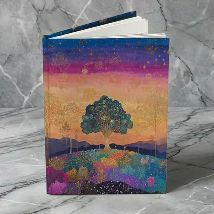 Magical Tree Starry Night Colorful Landscape Art
