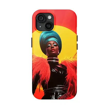 Bold Pop Art Woman Teal Turban Red Sun