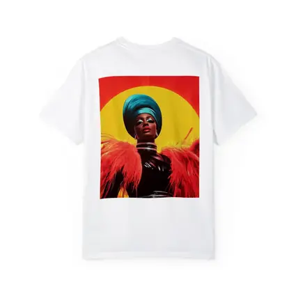Bold Pop Art Woman Teal Turban Red Sun