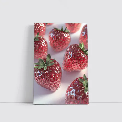 Glass Strawberries Shiny Red on White