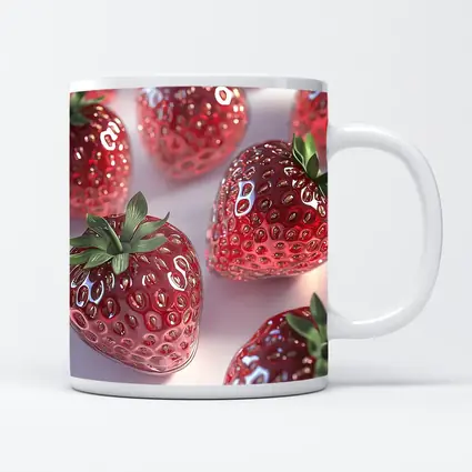 Glass Strawberries Shiny Red on White