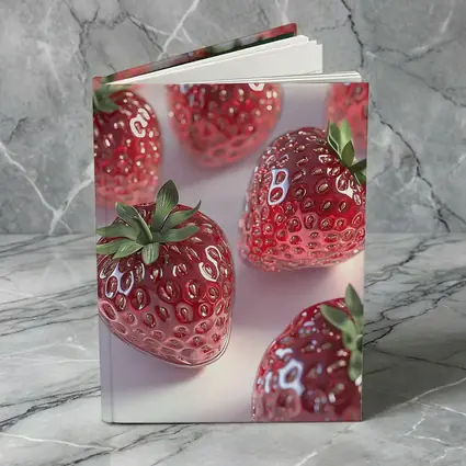 Glass Strawberries Shiny Red on White