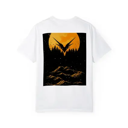 Eagle Symbol Orange Moon Mountain Night