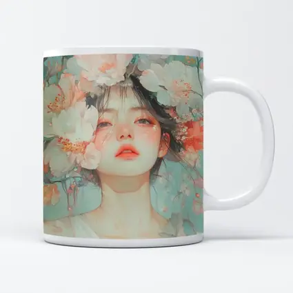 Anime Girl Portrait Surrounded By Flowers