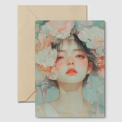 Anime Girl Portrait Surrounded By Flowers