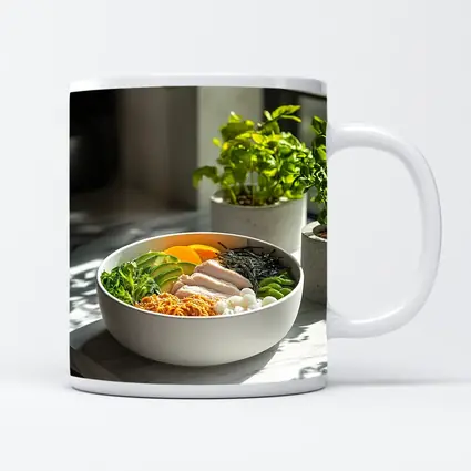 Asian Poke Bowl Sunny Kitchen Setting