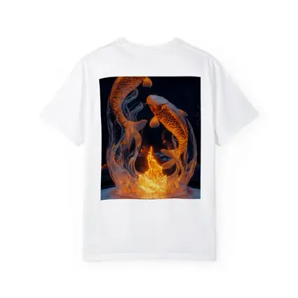 Koi Fish Fire Ice Sculpture Dark Background