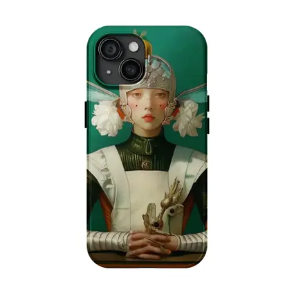 Fantasy Girl Dragonfly Helmet Green Background