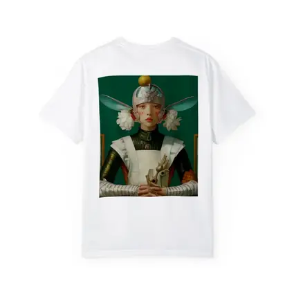 Fantasy Girl Dragonfly Helmet Green Background