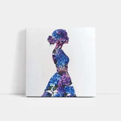 Woman Silhouette Filled With Blue Hydrangeas