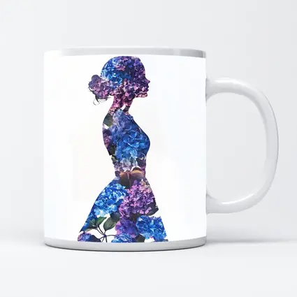 Woman Silhouette Filled With Blue Hydrangeas