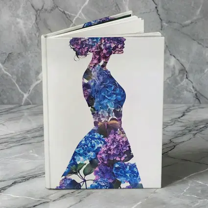 Woman Silhouette Filled With Blue Hydrangeas