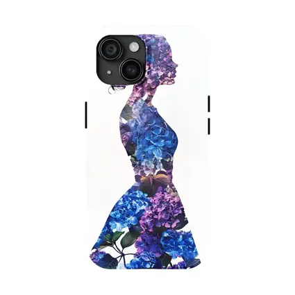 Woman Silhouette Filled With Blue Hydrangeas