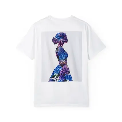 Woman Silhouette Filled With Blue Hydrangeas