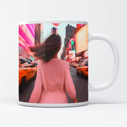 Woman Walking Pink Neon New York City