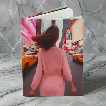 Woman Walking Pink Neon New York City