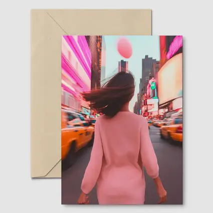 Woman Walking Pink Neon New York City