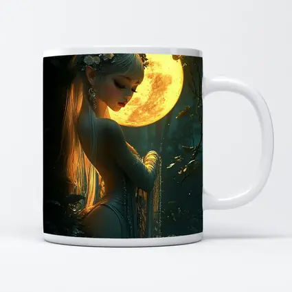 Fantasy Forest Goddess Glowing Full Moon