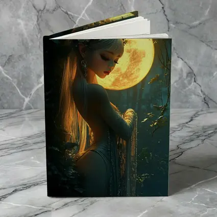 Fantasy Forest Goddess Glowing Full Moon