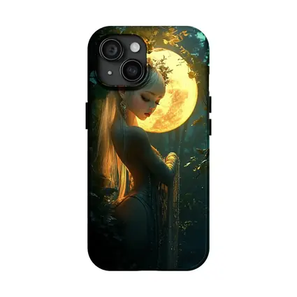 Fantasy Forest Goddess Glowing Full Moon