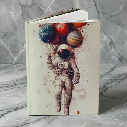 Astronaut Floating With Planet Balloons Art