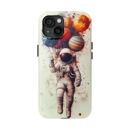 Astronaut Floating With Planet Balloons Art