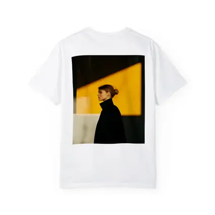Woman Black Turtleneck Yellow Light Minimalist Portrait