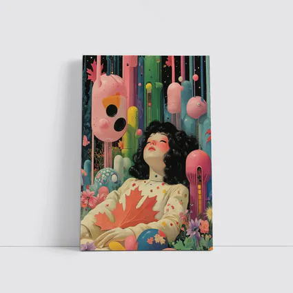 Dreaming Girl Surreal Colorful Fantasy World