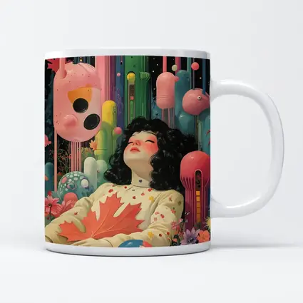 Dreaming Girl Surreal Colorful Fantasy World