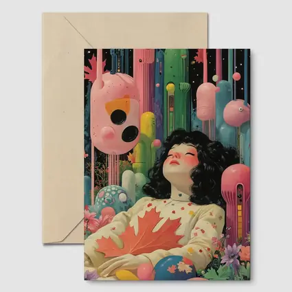 Dreaming Girl Surreal Colorful Fantasy World