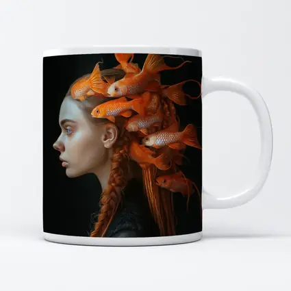 Woman Portrait Goldfish Hair Surreal Dark