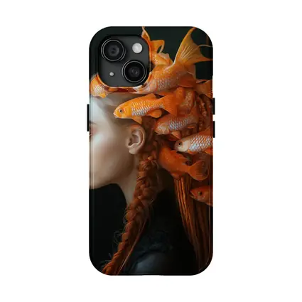Woman Portrait Goldfish Hair Surreal Dark