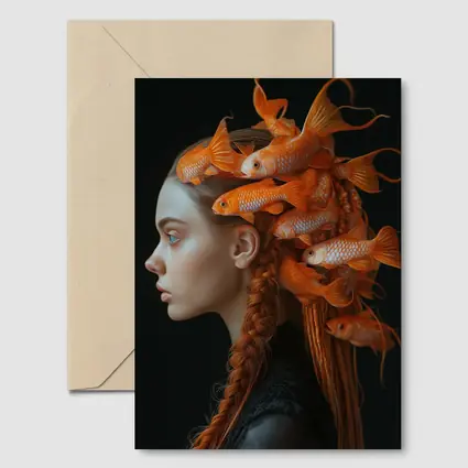 Woman Portrait Goldfish Hair Surreal Dark