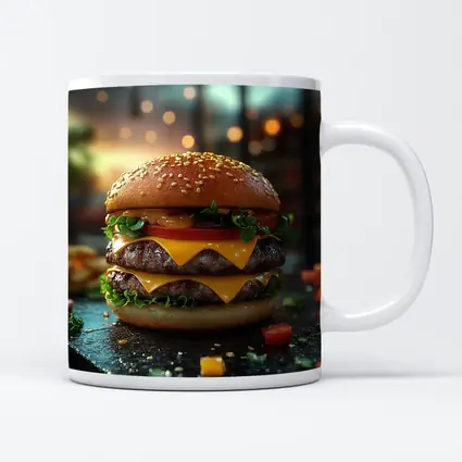 Double Cheeseburger Glowing Restaurant Background