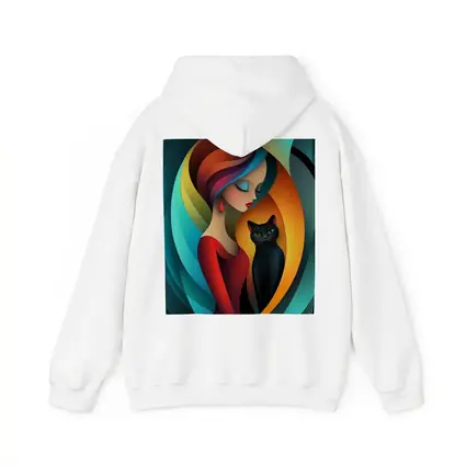 Abstract Woman With Black Cat Colorful Art