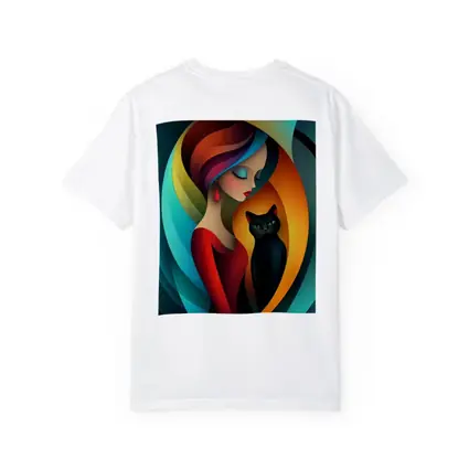 Abstract Woman With Black Cat Colorful Art