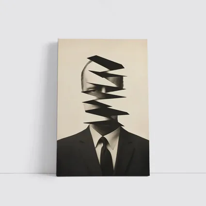 Fragmented Man Portrait Surreal Black White