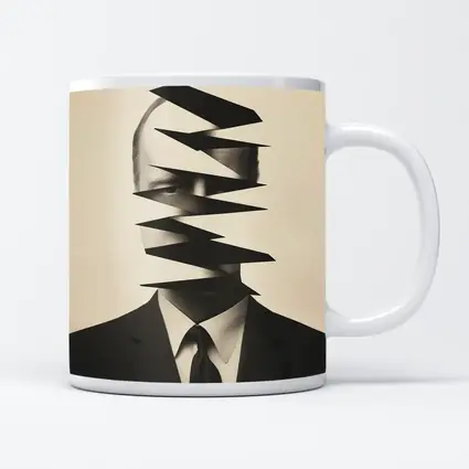 Fragmented Man Portrait Surreal Black White