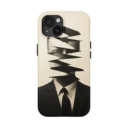 Fragmented Man Portrait Surreal Black White