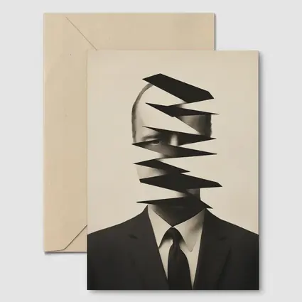 Fragmented Man Portrait Surreal Black White