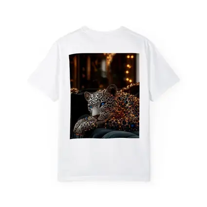 Gold Jeweled Leopard Resting On Velvet Sofa