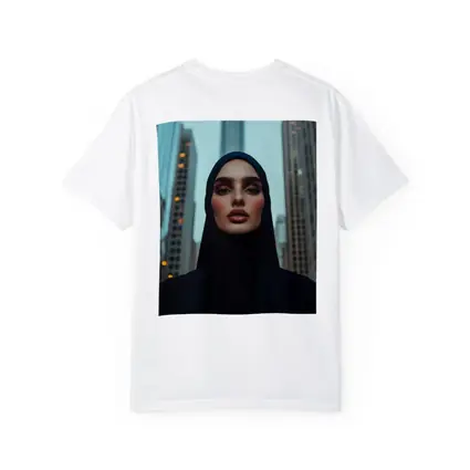 Woman in Hijab City Skyline Portrait