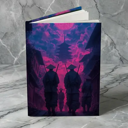 Samurai Warriors Walking Neon Pink Night